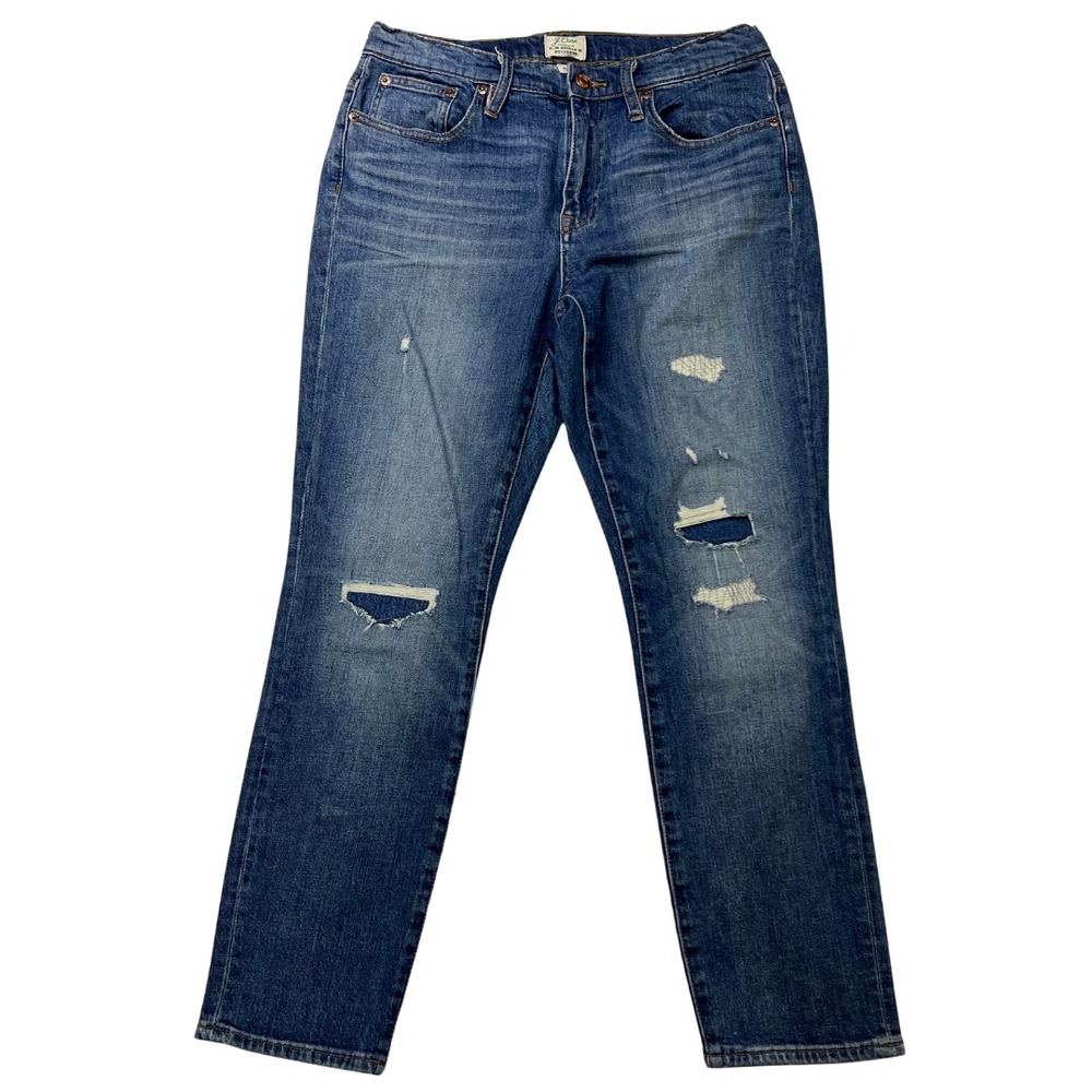 J Crew Slim Broken-In Boyfriend Jeans Women's‎ 27 Blue Distressed Denim
